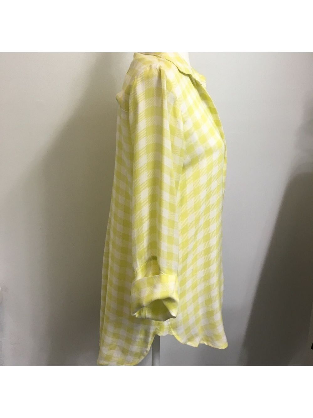 Bella Dahl Anthro Yellow Checkered Plaid Top - Picture 4 of 7
